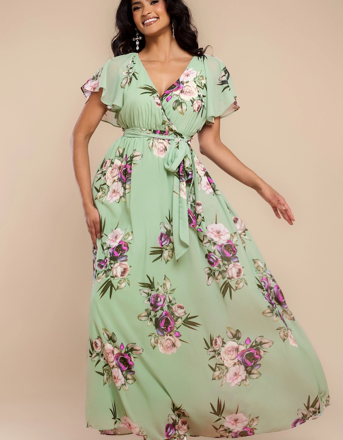 Ombre Cross Front Pleated Maxi Dress, 2 of 1