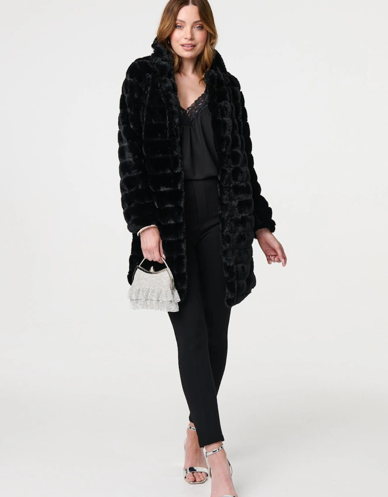 Faux Fur Thigh Length Coat