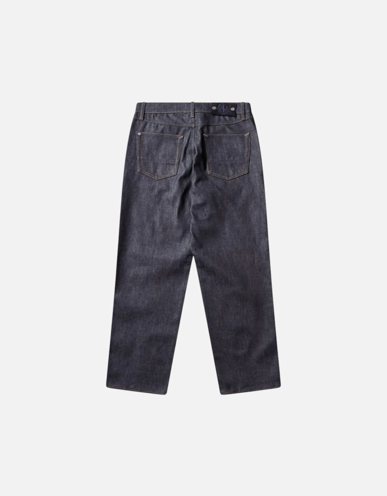Raw Denim Loose Navy Blue Jeans