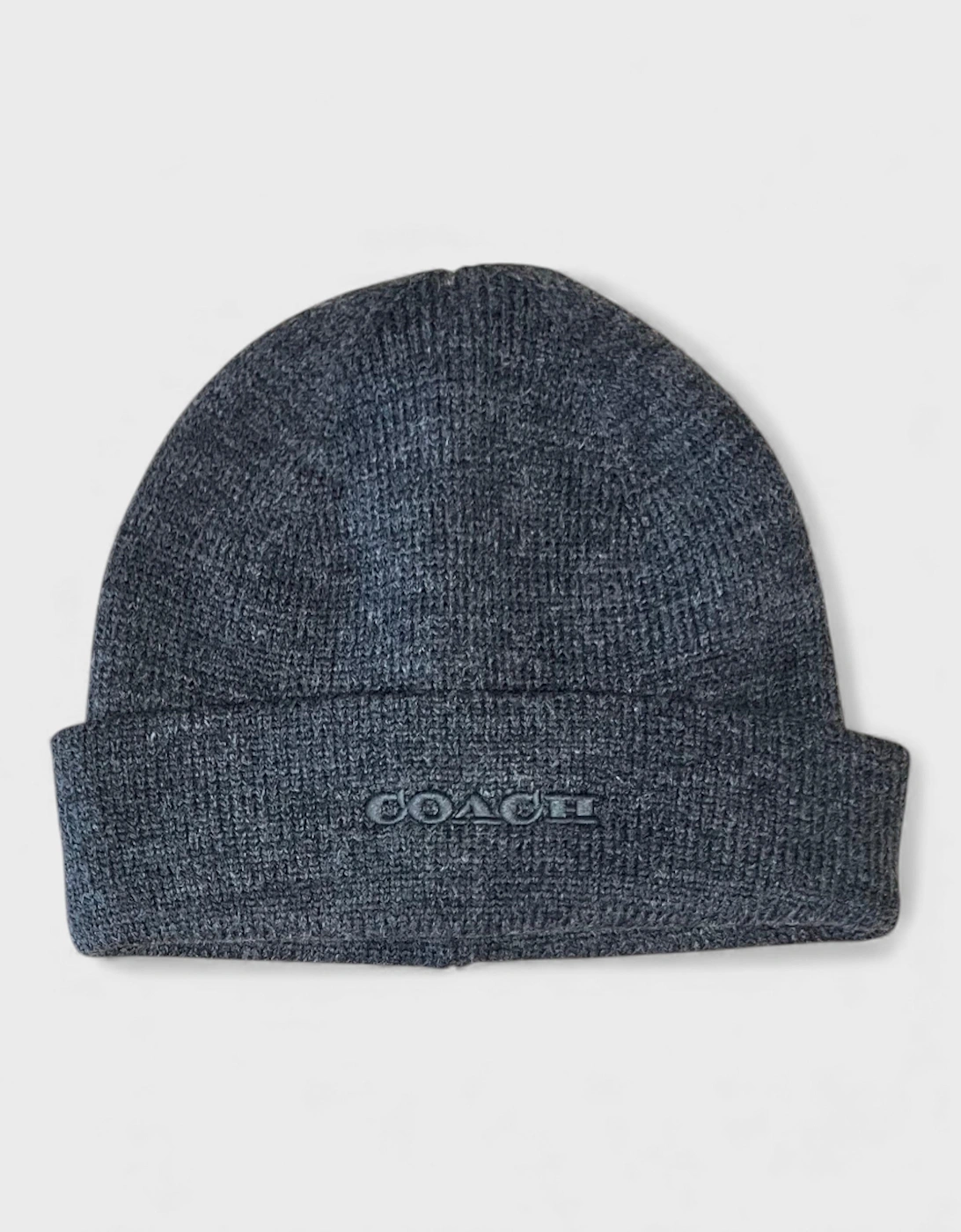 Coach Men's Grey Embroidered Beanie Charcoal