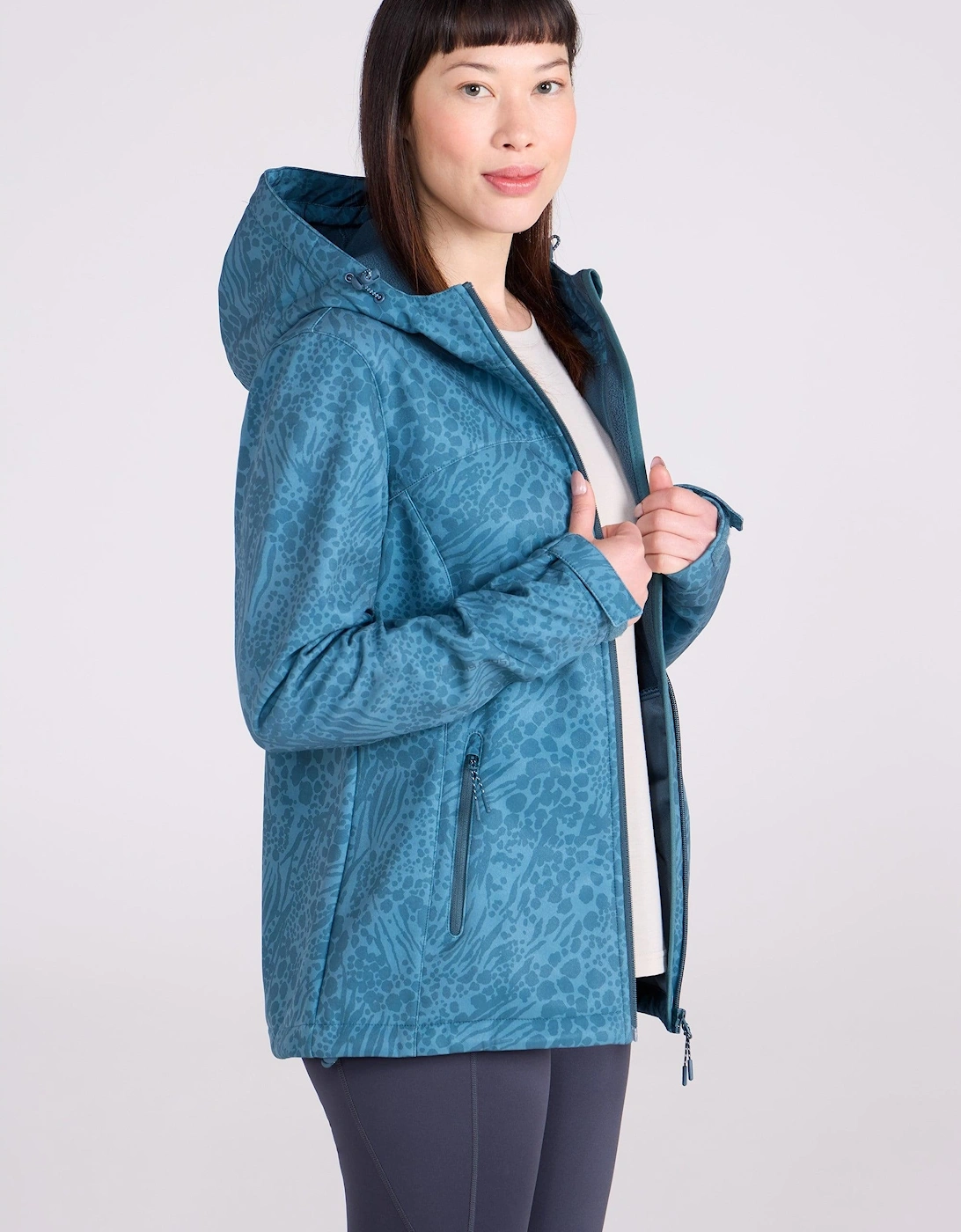 Mountain Warehouse Women's Blue / Exodus Printed Water Resistant Soft Shell Jacket - Size: 18
