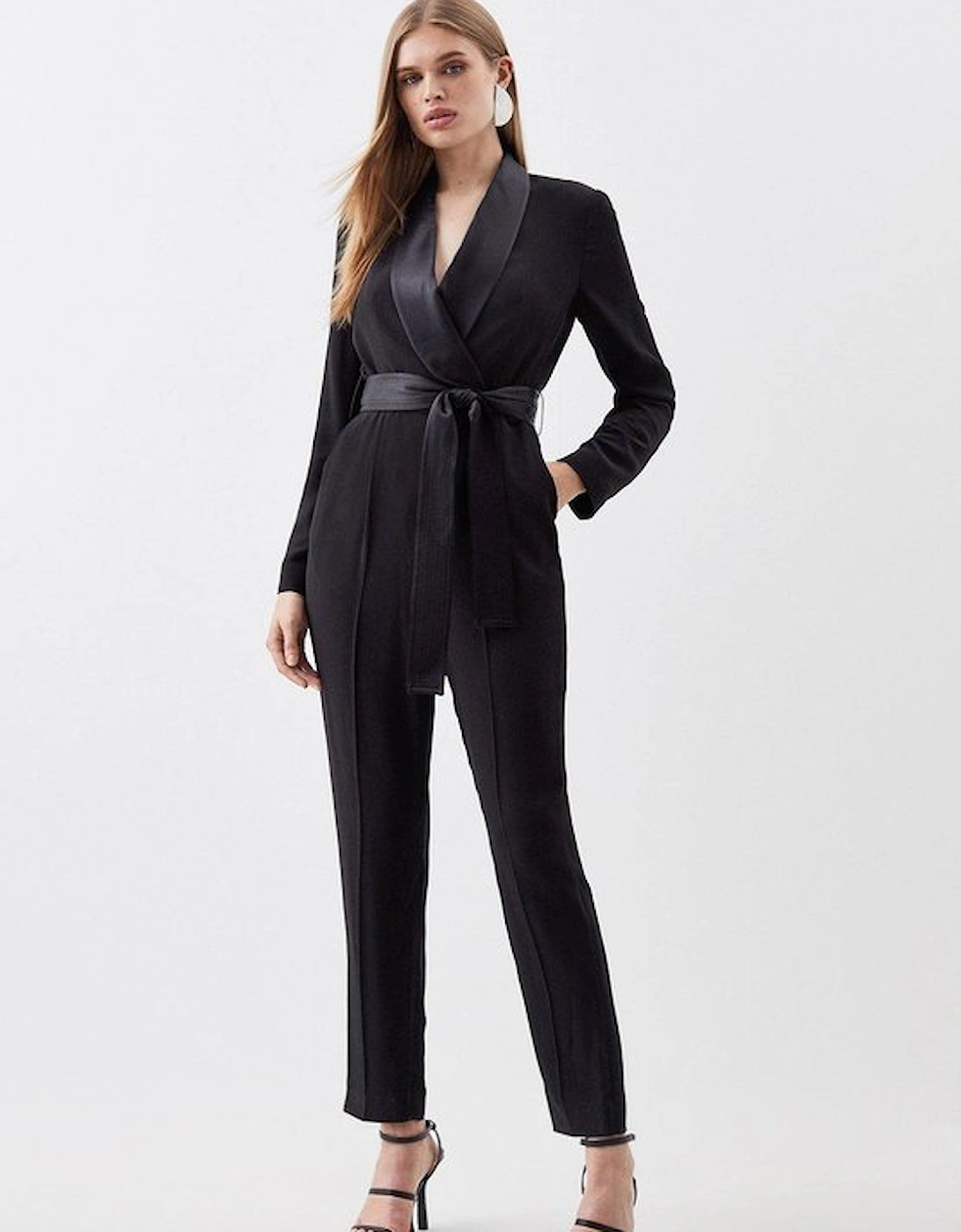 Petite Tailored Tuxedo Wrap Jumpsuit, 4 of 3