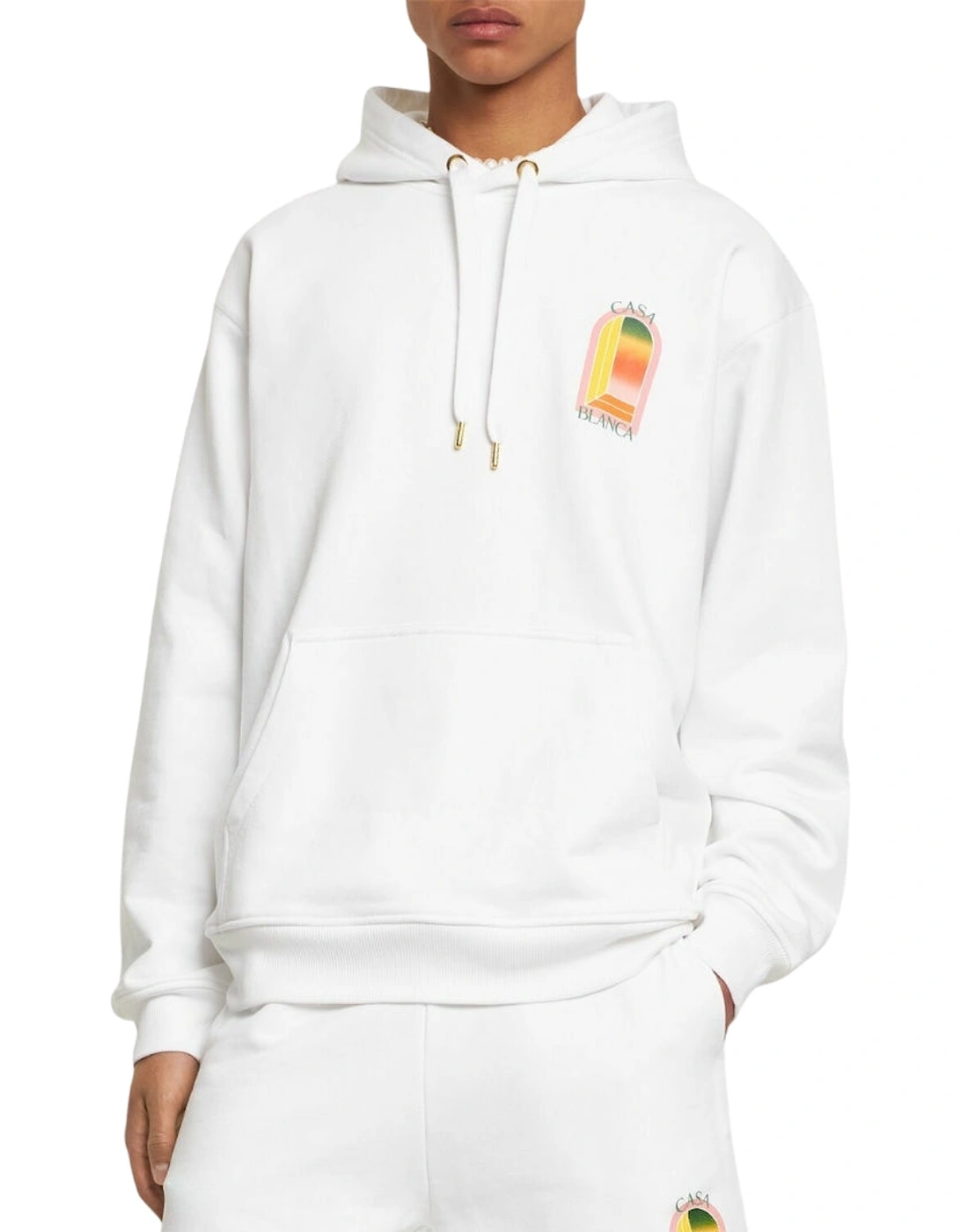 Gradient Arch Logo White Hoodie