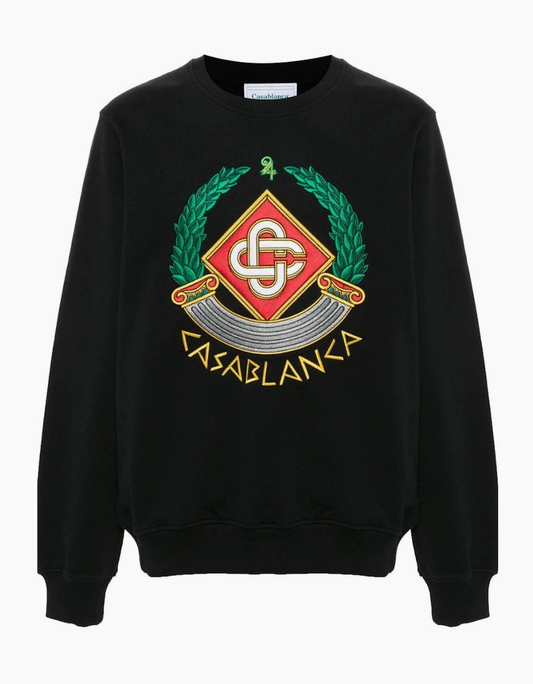 Casablanca Men's Black Embroidered Casa Crest Sweatshirt  40 L