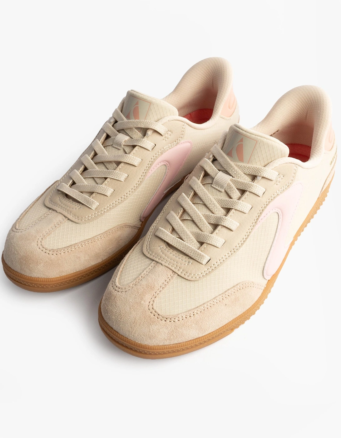 185323/NTPK HOTSHOT Womens Trainers Natural Nylon/LeatherPink