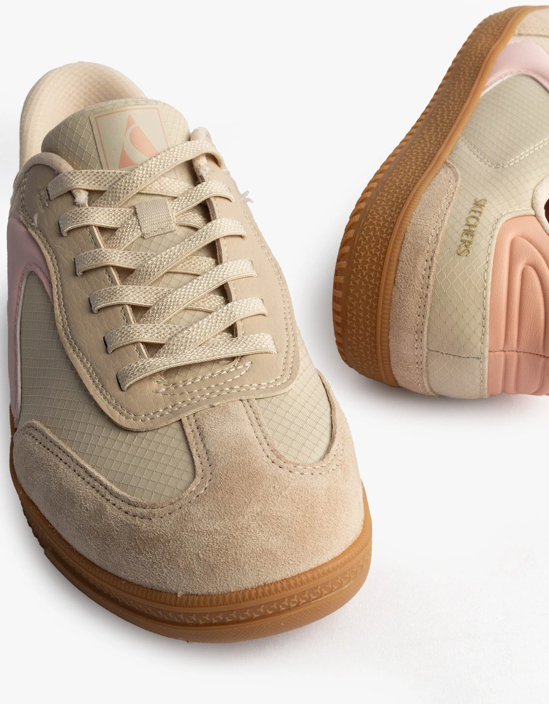 185323/NTPK HOTSHOT Womens Trainers Natural Nylon/LeatherPink