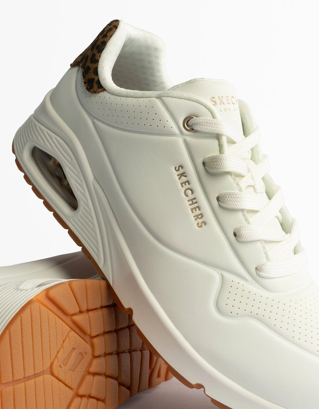 177093/WHLD UNO-JUNGLE NITE Womens Trainers White Durabuck/Leopard Printed