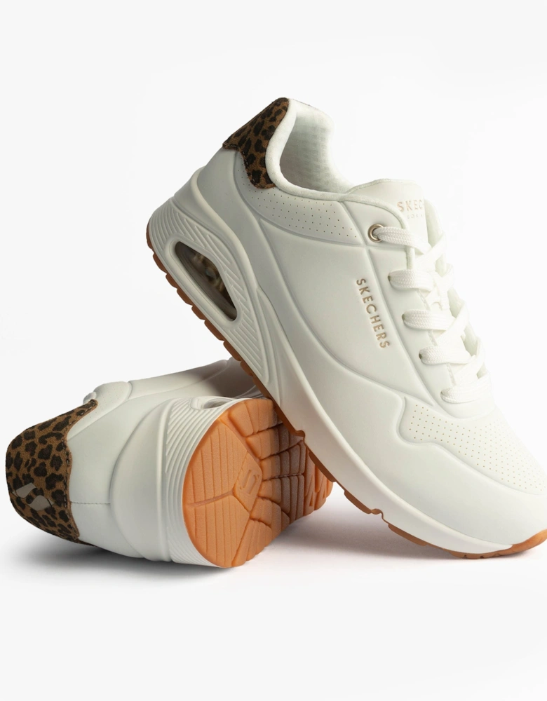 177093/WHLD UNO-JUNGLE NITE Womens Trainers White Durabuck/Leopard Printed