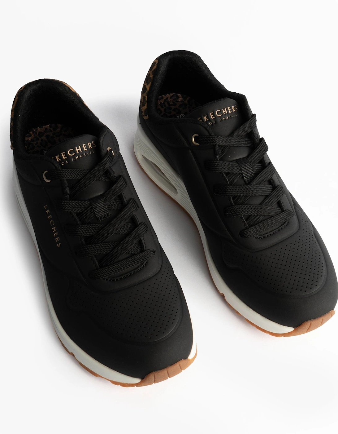 177093/BKLD UNO-JUNGLE NITE Womens Trainers Black Durabuck/Leopard Printed