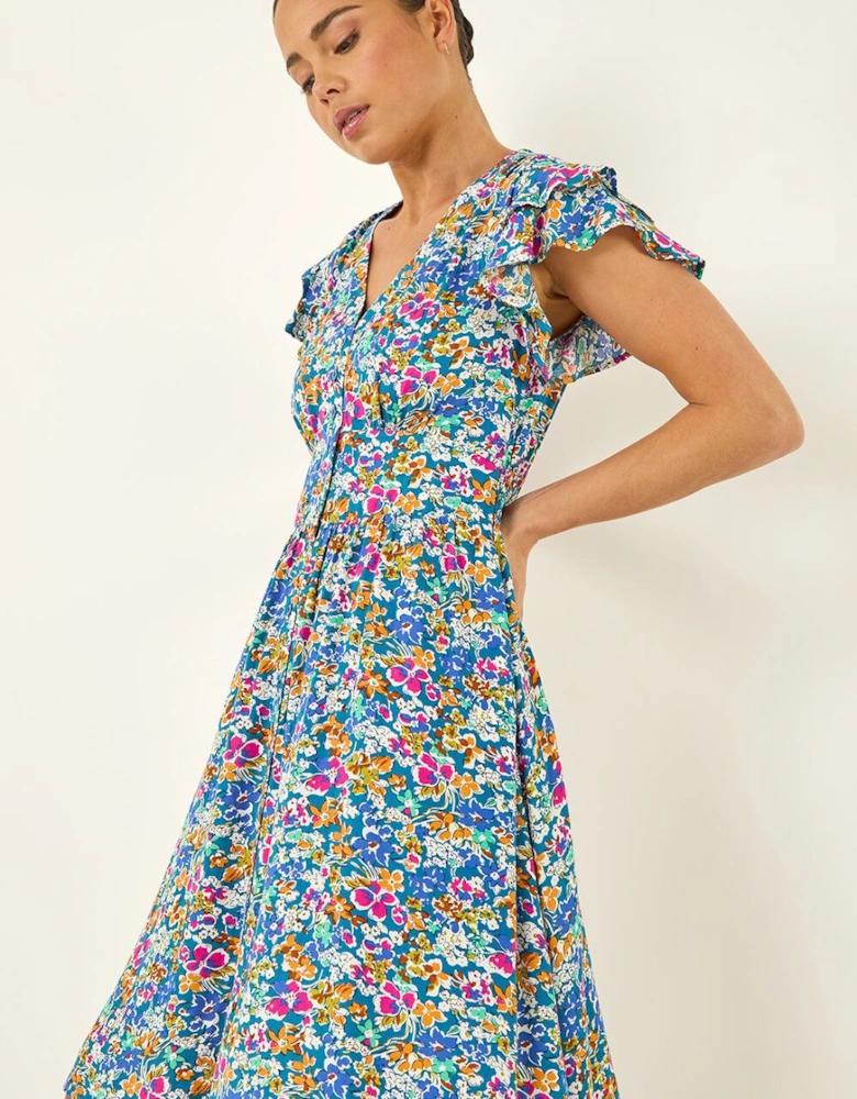 Petite Ditsy Floral Button Dress