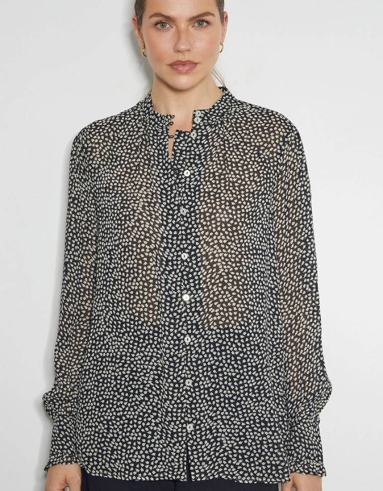 Arielle Sheer Ditsy Floral Blouse Black