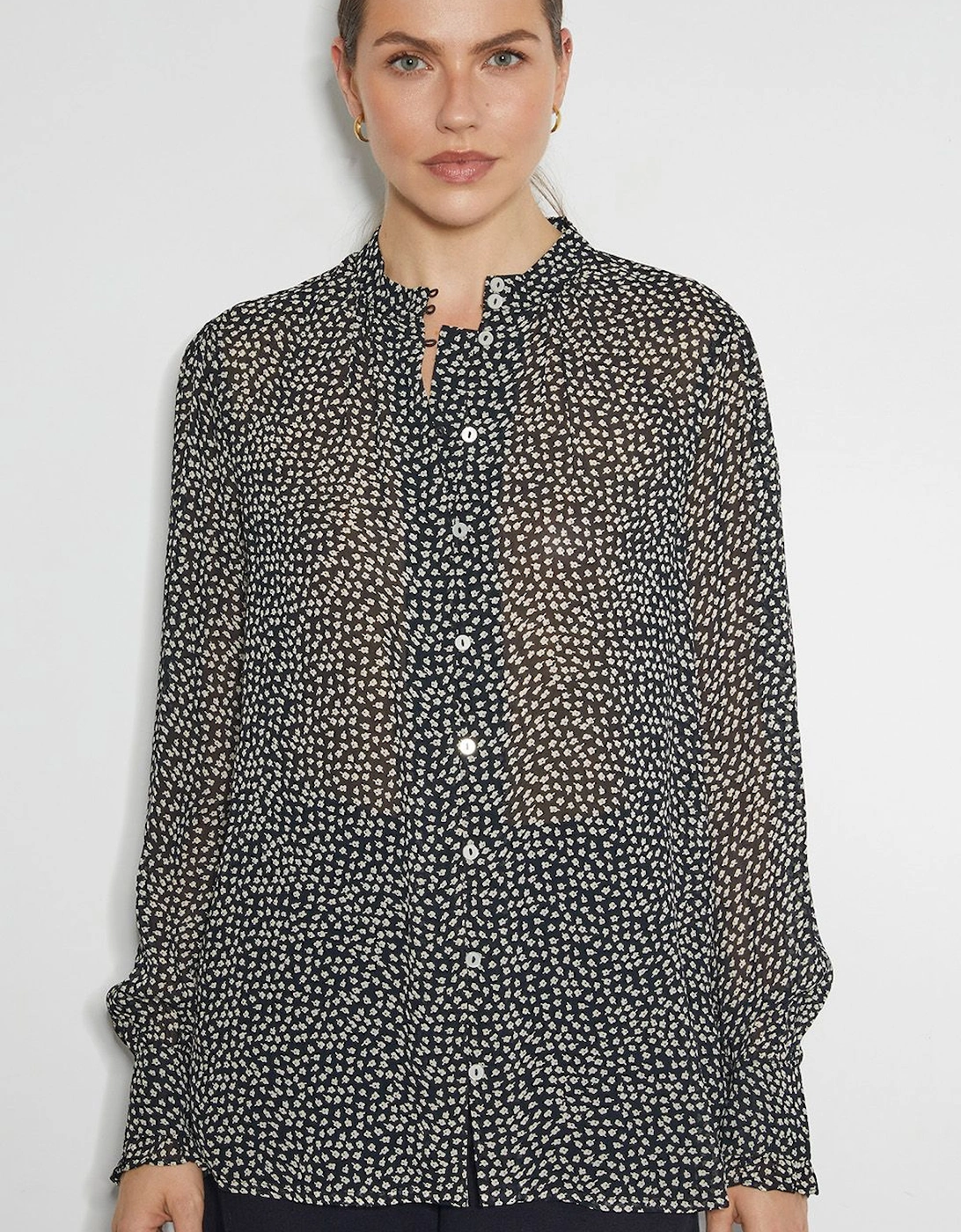 Arielle Sheer Ditsy Floral Blouse Black, 2 of 1