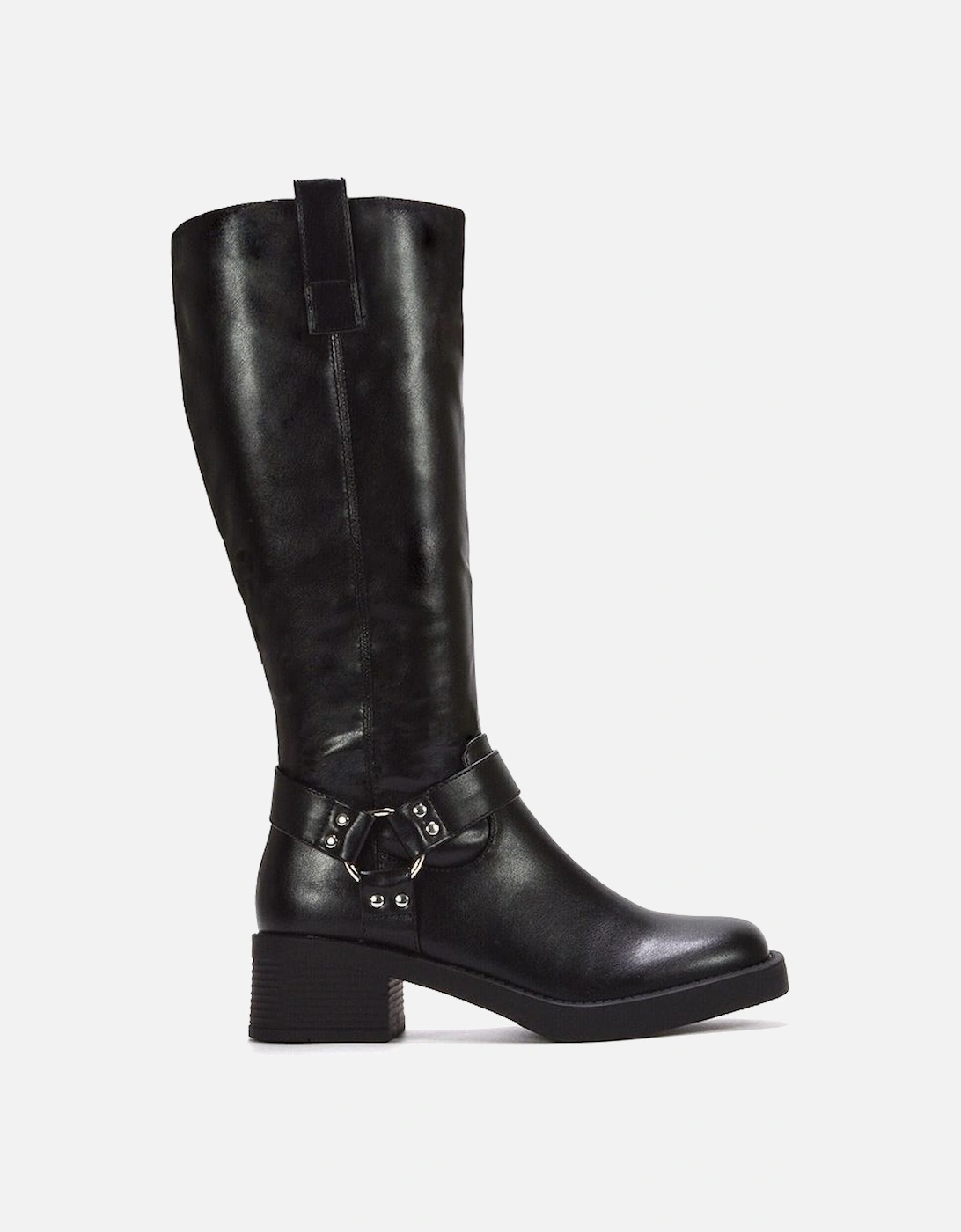 'Roma' Knee High Biker Mid Block Heel Western Boots, 2 of 1