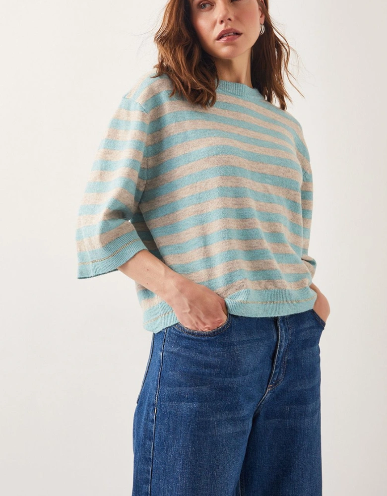 Sammi Stripe Crop Sleeve Jumper Pink