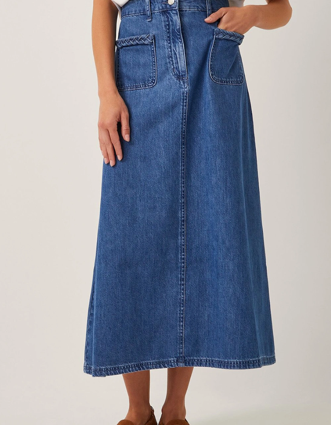 Martha Plait Denim Midi Skirt Blue, 2 of 1