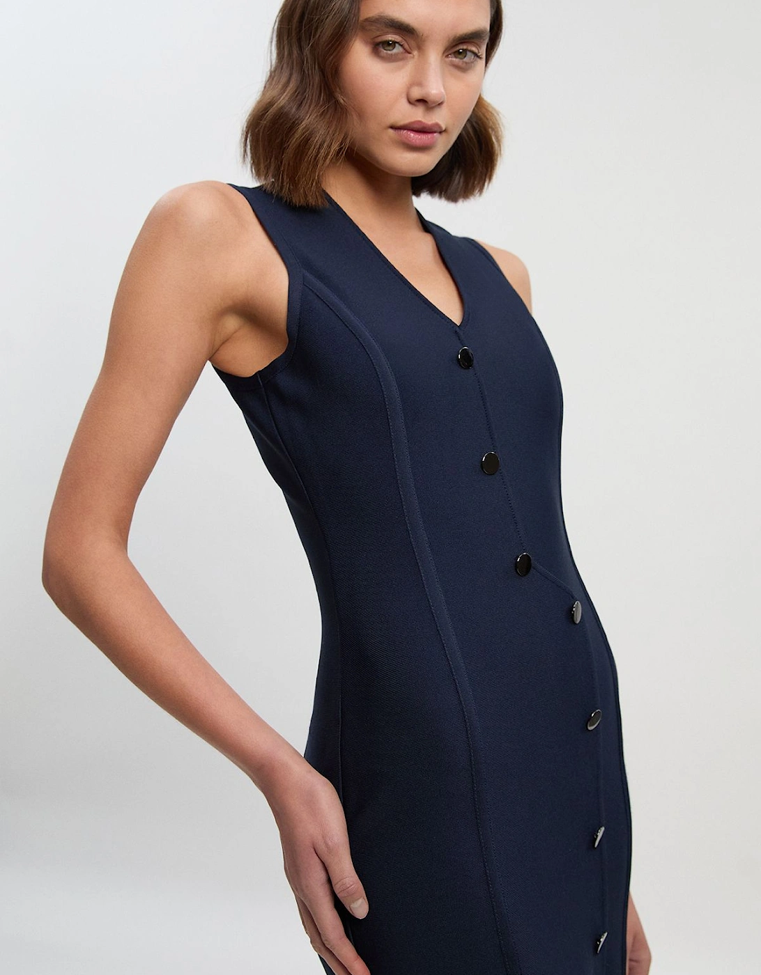 Figure Form Bandage Button Through Pencil Midi Dress, 2 of 1