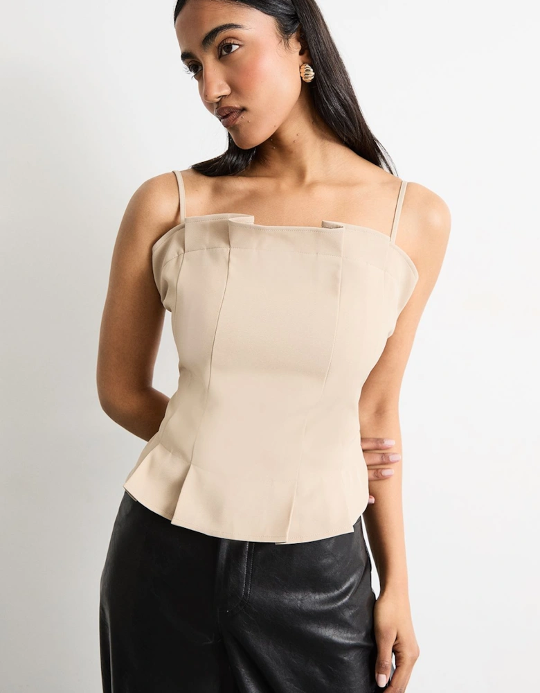 Pleated Detail Bandeau Fitted Body Top
