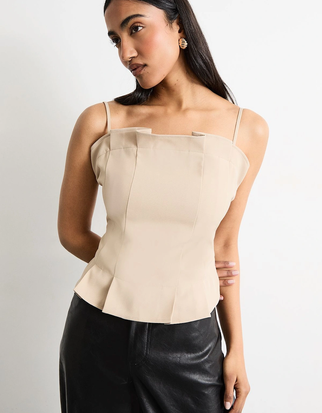 Pleated Detail Bandeau Fitted Body Top, 2 of 1