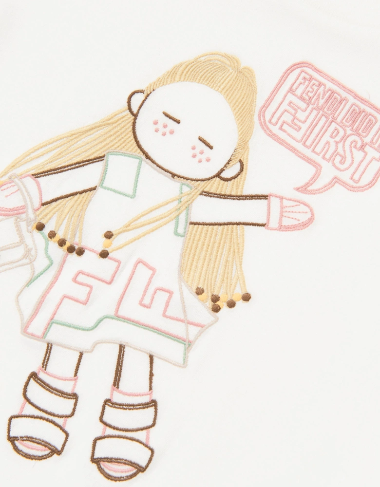 Girls Graphic Print T-Shirt in White