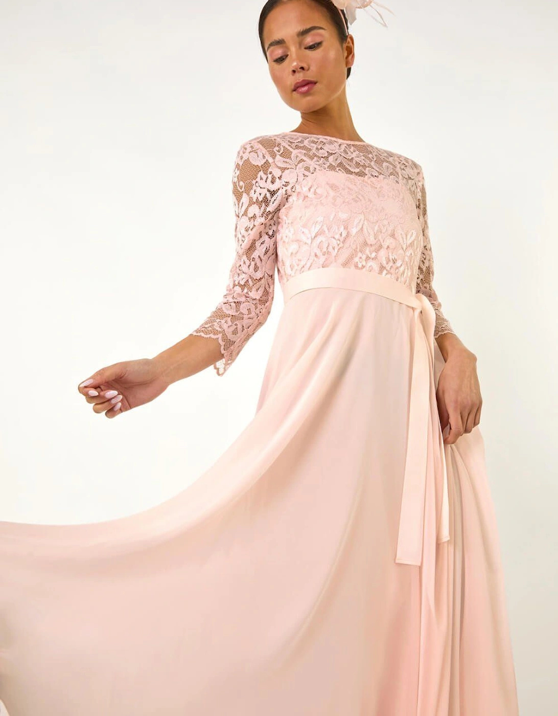 Petite Lace Tie Waist Maxi Dress, 2 of 1