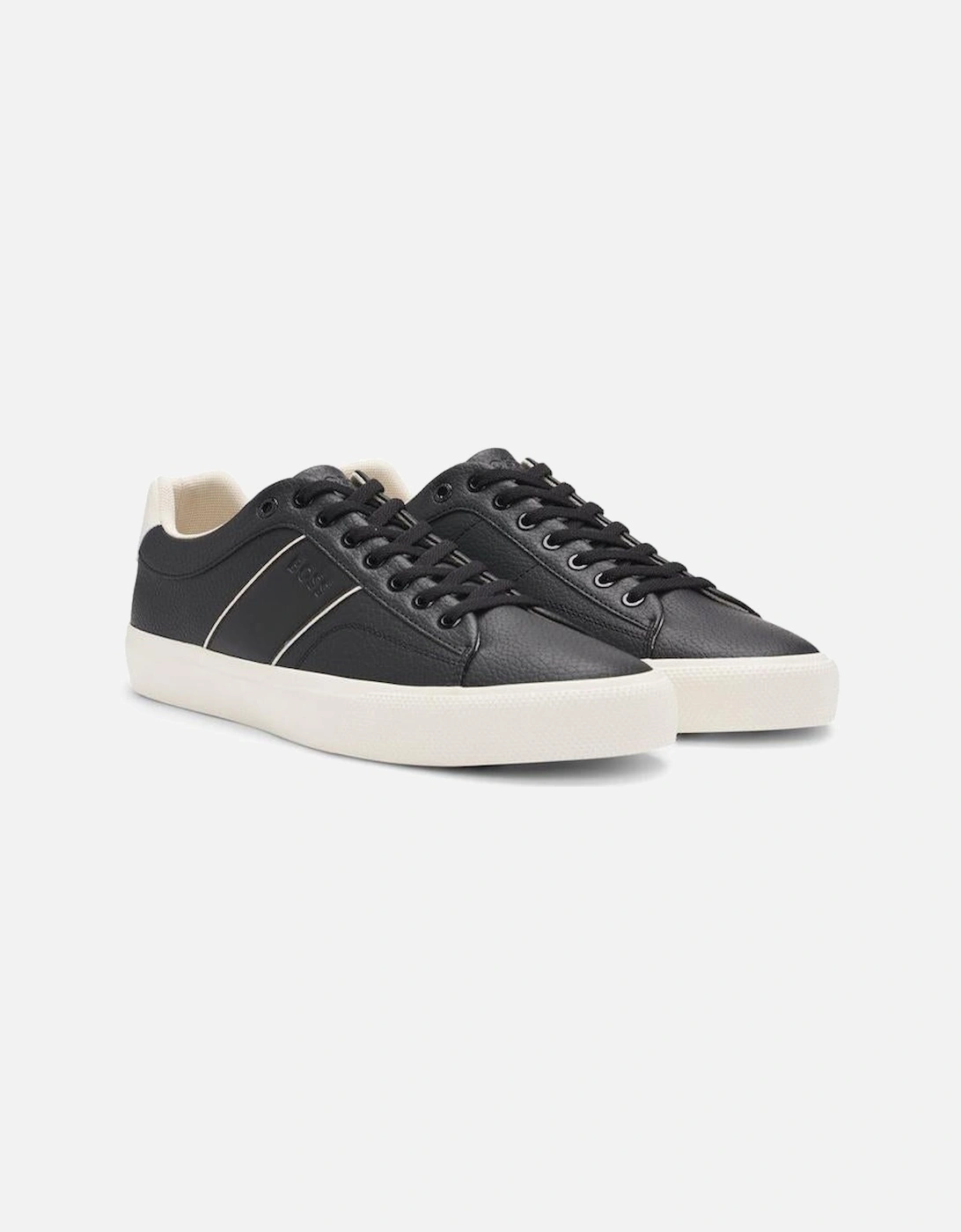 BOSS Faux Leather Trainers, Black, 3 of 2