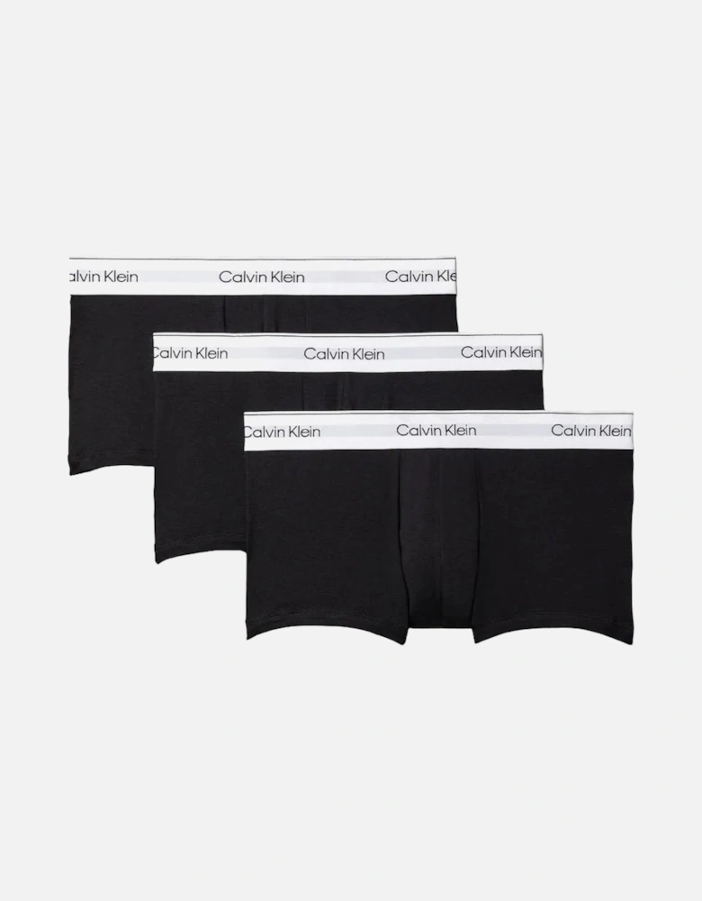 3-Pack Icon Cotton Stretch Low Rise Boxer Trunks, Black/White