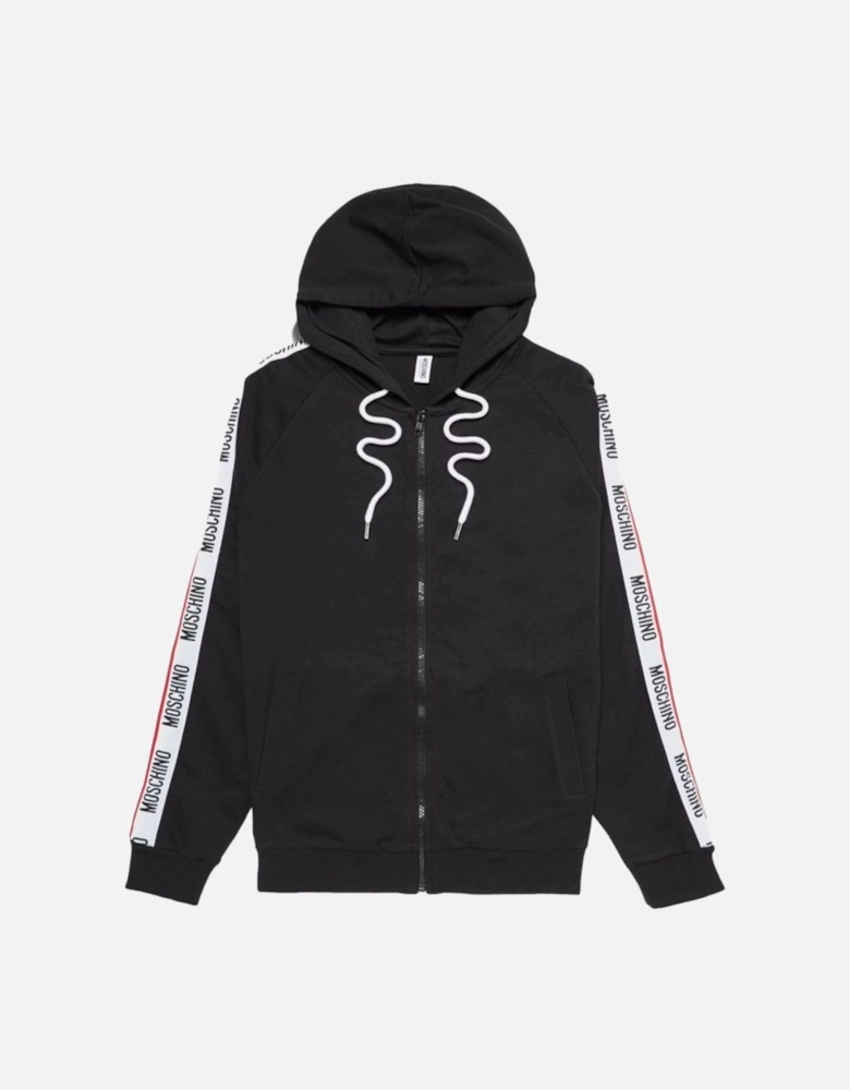 Tape Zip Hoodie Black