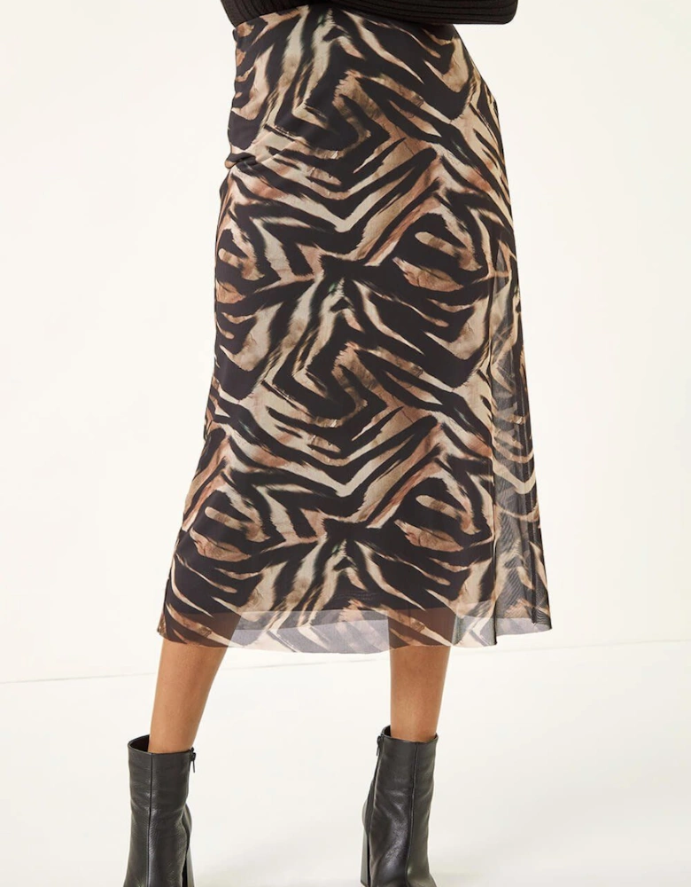 Animal Print Mesh Skirt