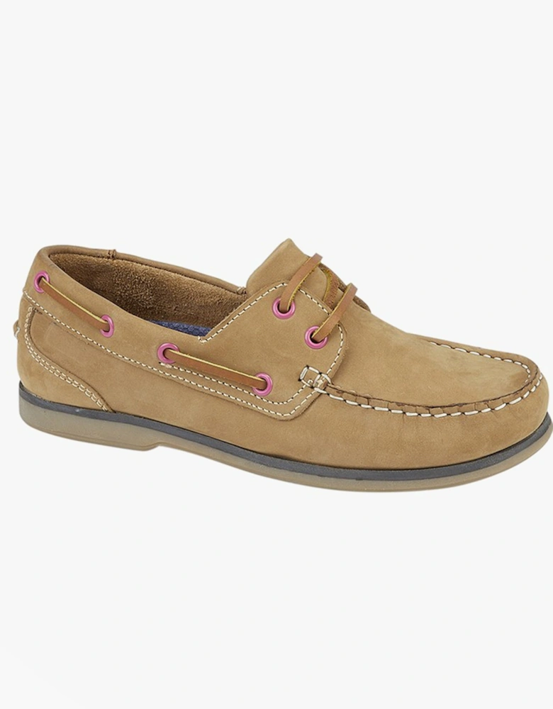 L179TN Ladies Moccasin Boat Shoes Honey