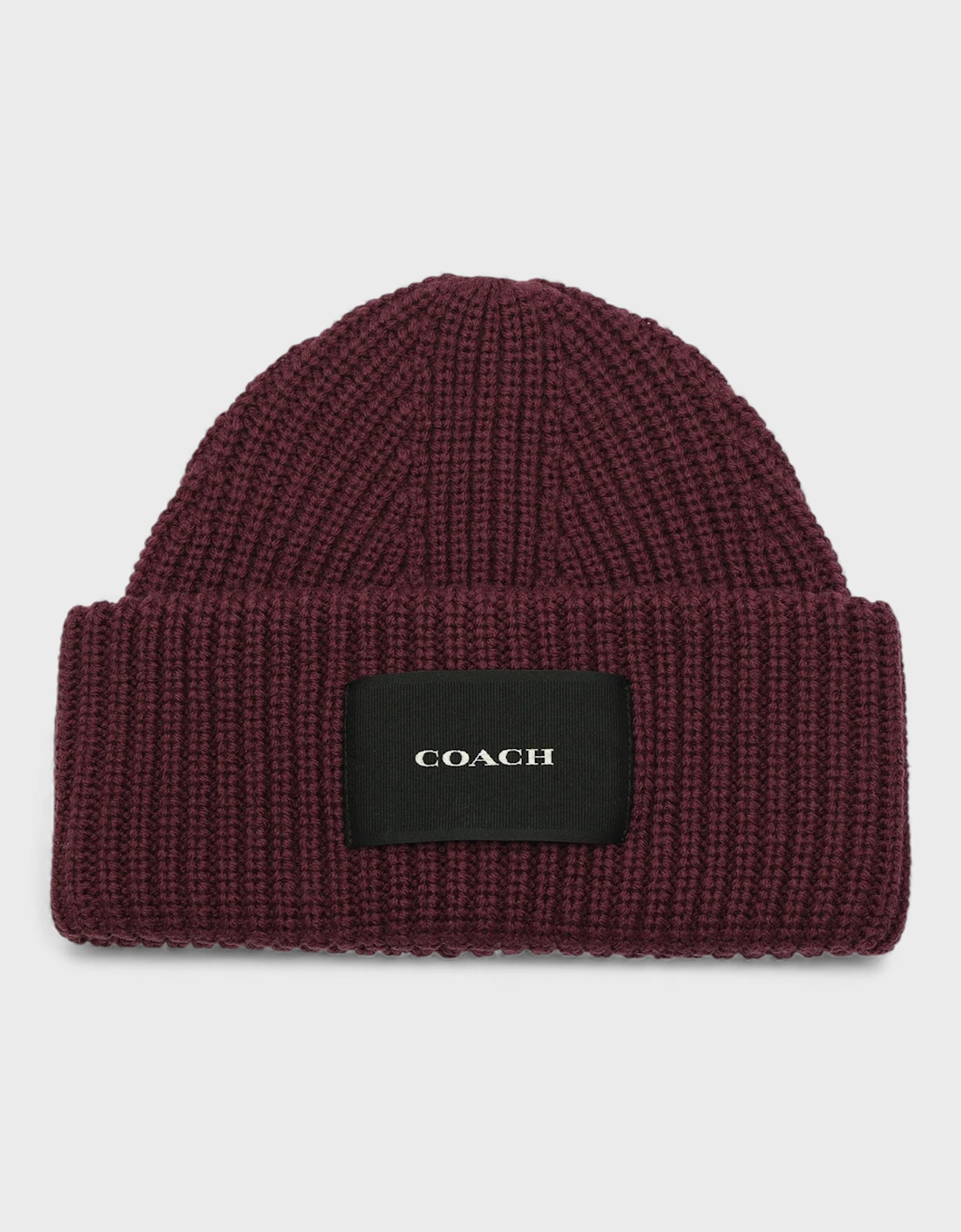 Coach Women's Red Woven Patch Beanie Oxblood
