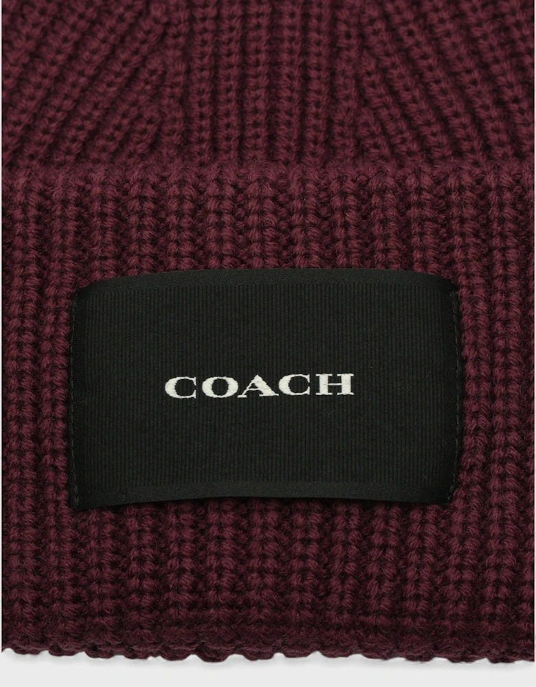 Woven Patch Beanie Oxblood