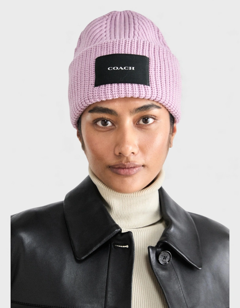 Woven Patch Beanie Faded Pink