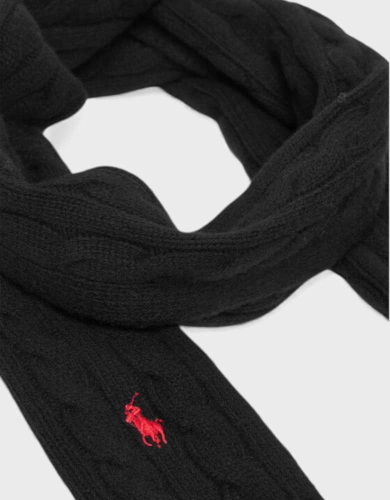 Polo Ralph Lauren Cable Knit Scarf Black