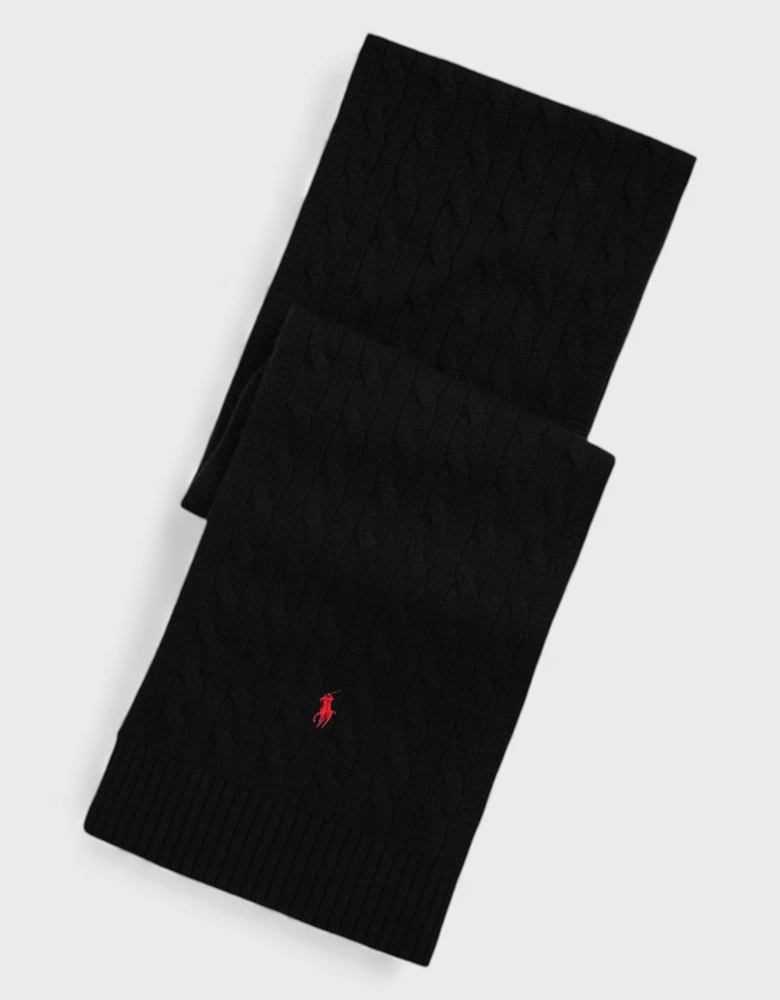 Polo Ralph Lauren Cable Knit Scarf Black