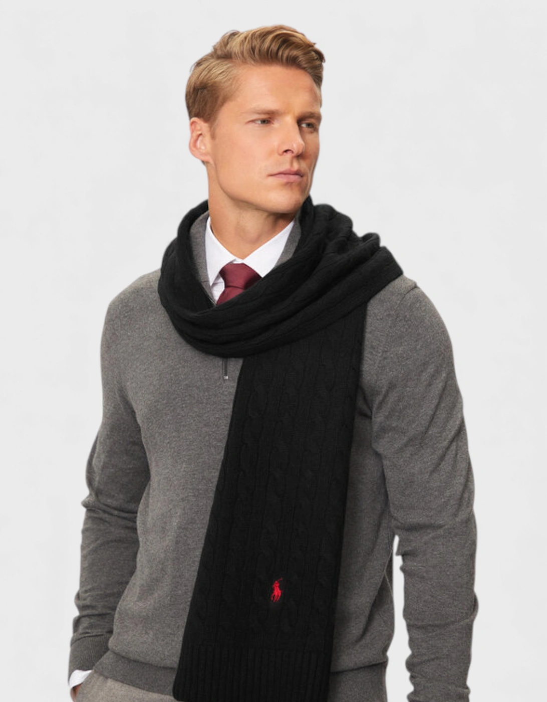 Polo Ralph Lauren Cable Knit Scarf Black