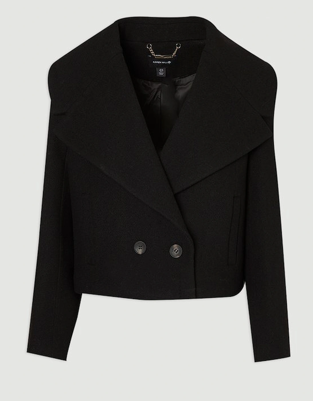Wool Shawl Collar Tailored Double Breasted Short Coat