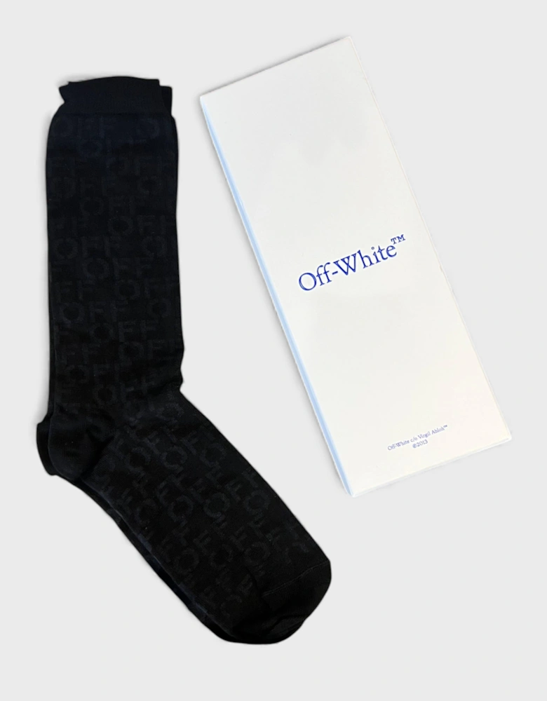 Allover Stamp Socks Black