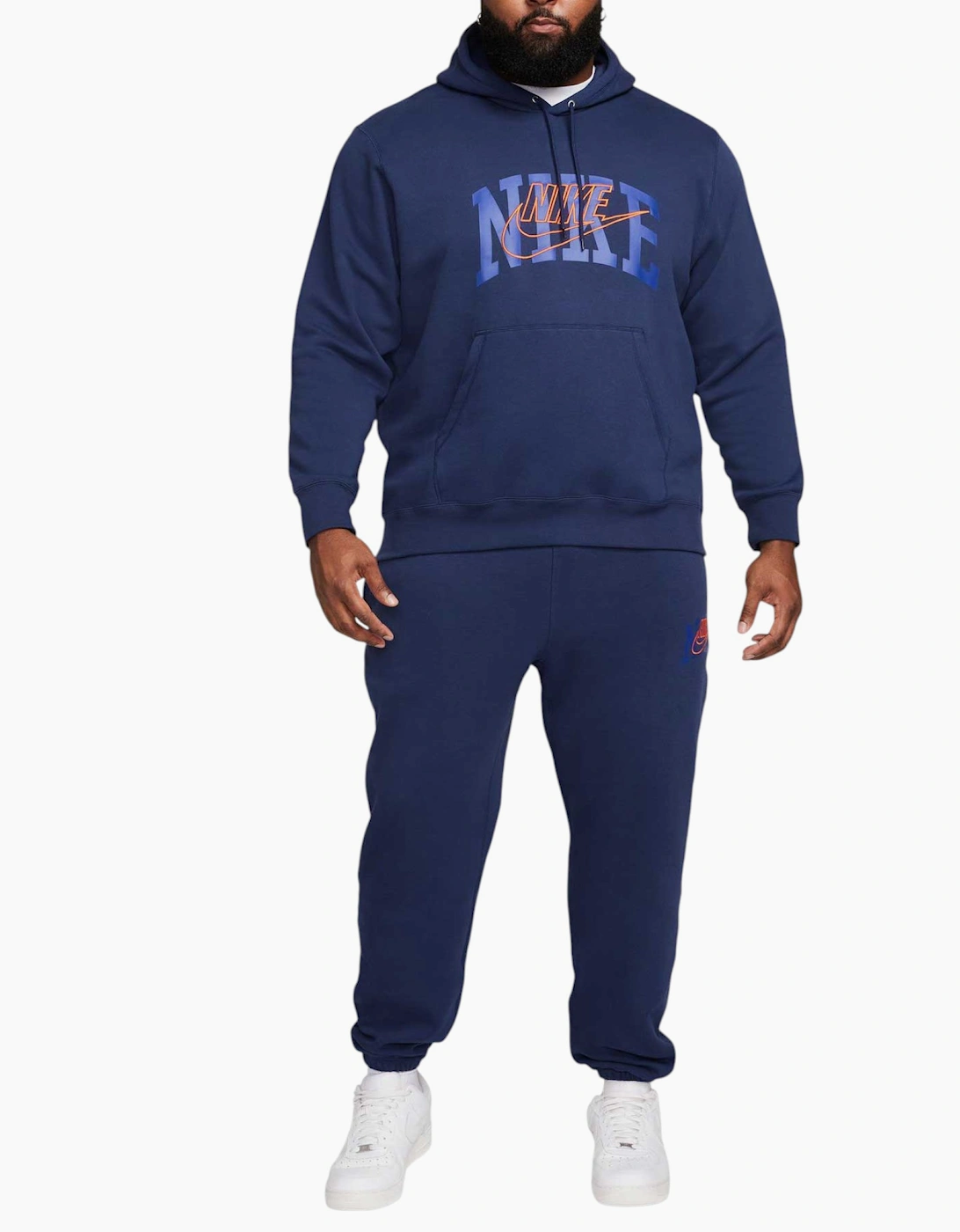Nike Men's Navy Tracksuit Club Fleece Pullover Long Sleeve Hoodie Running Jogger  40 L