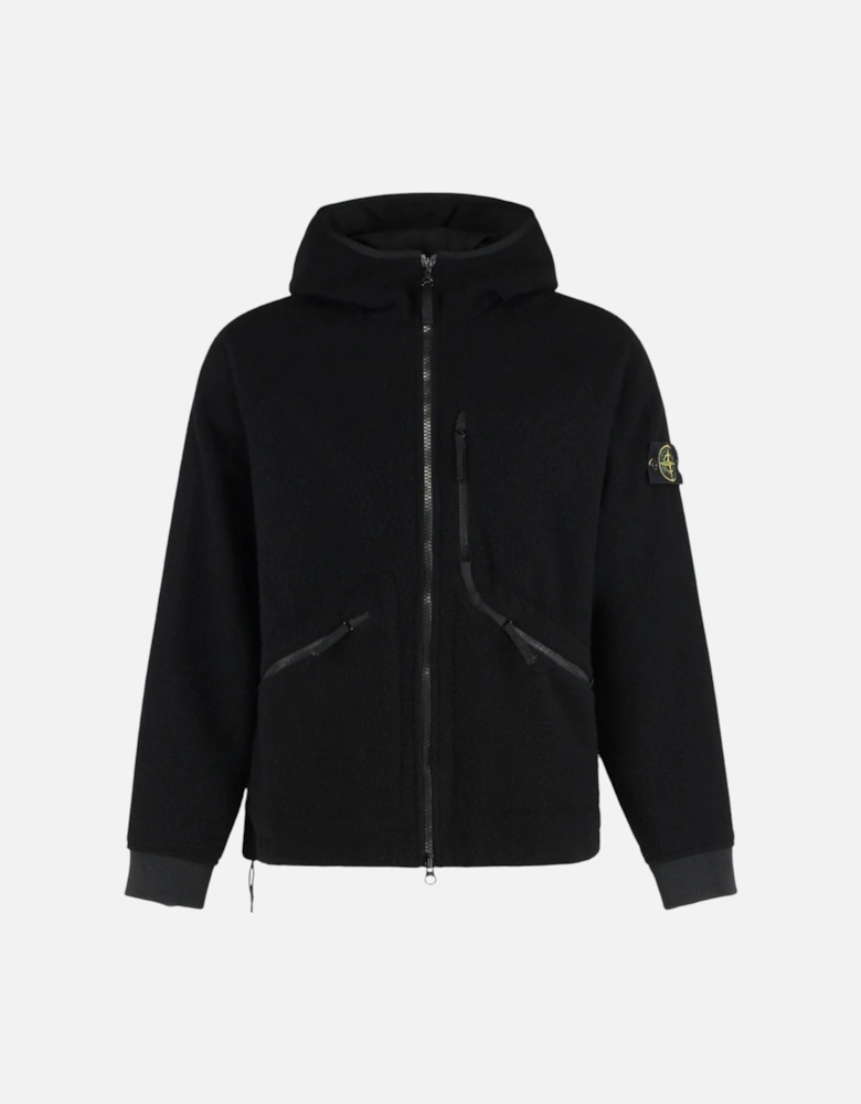 Virgin Wool And Nylon Black Ratinated Jacket