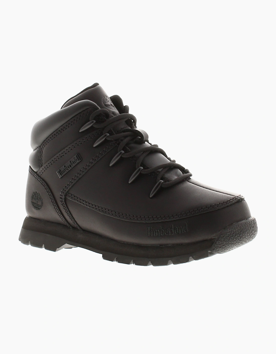 Timberland Boys Black 'S Younger Boots Euro Sprint Leather Uk Size - Size: 12.5 Kids