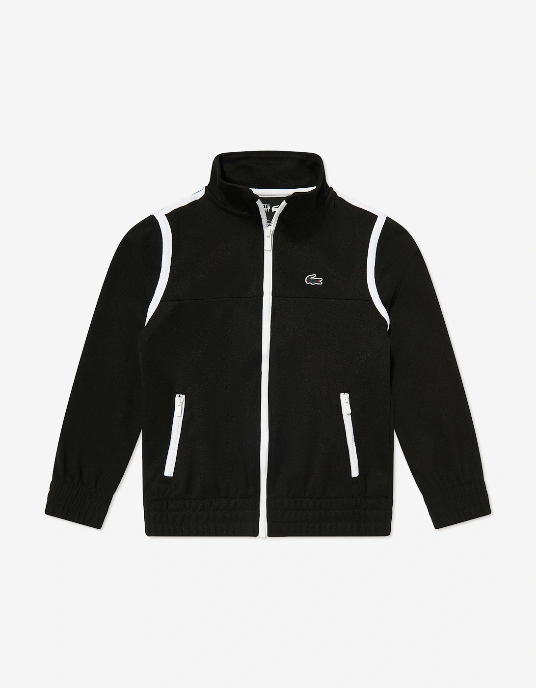 Boys Contrast Seam Track Jacket in Black, 5 of 4