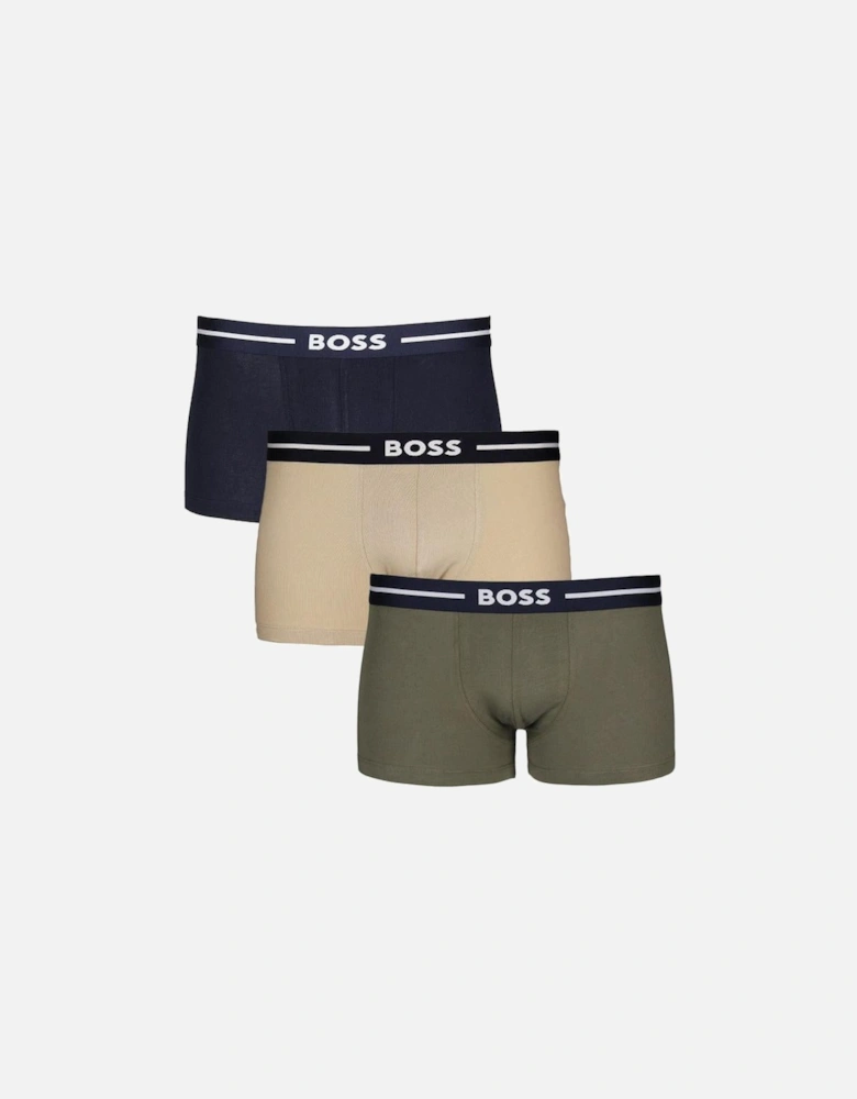BOSS 3-Pack Bold Boxer Trunks, Navy/Khaki/Beige