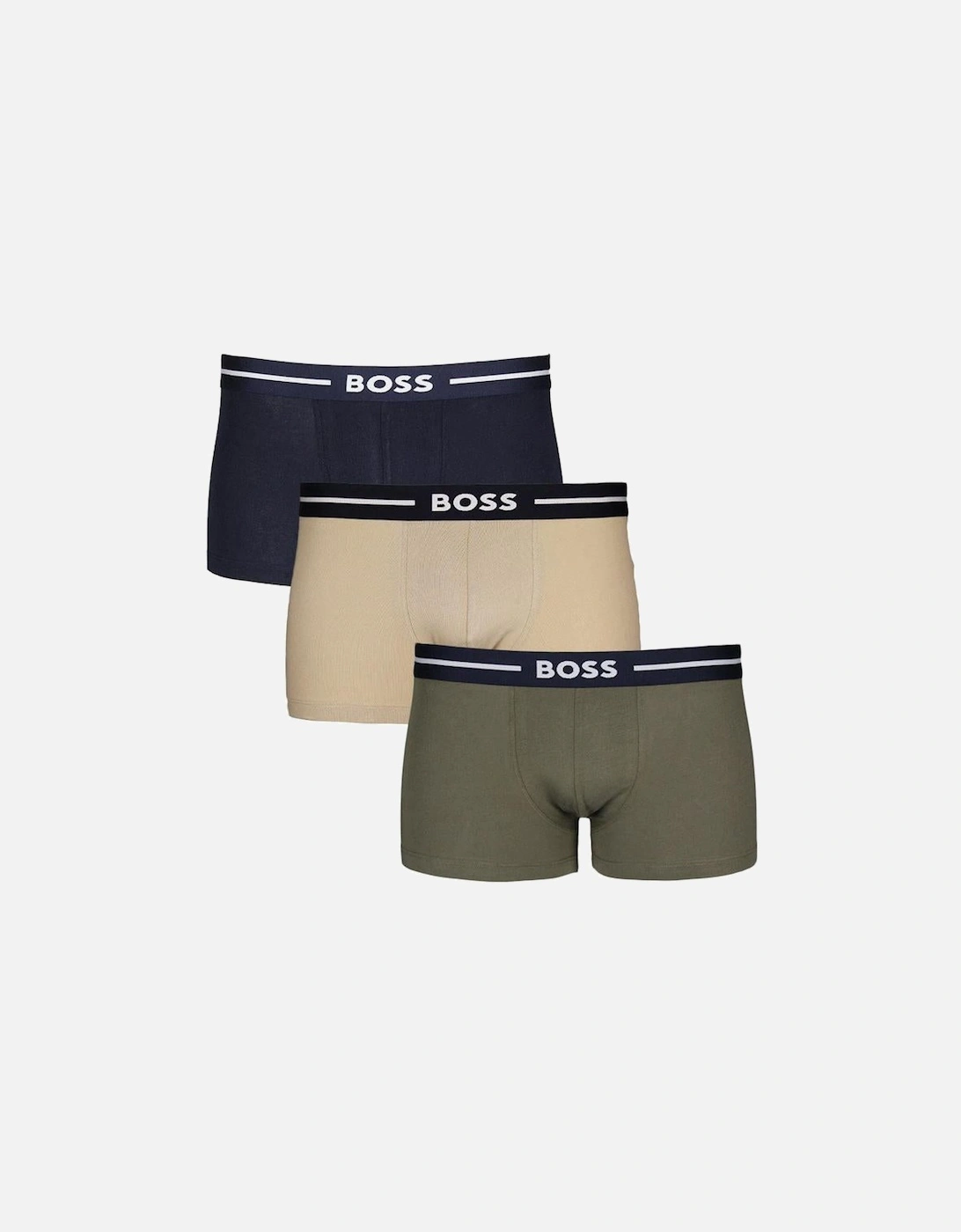 BOSS 3-Pack Bold Boxer Trunks, Navy/Khaki/Beige, 6 of 5