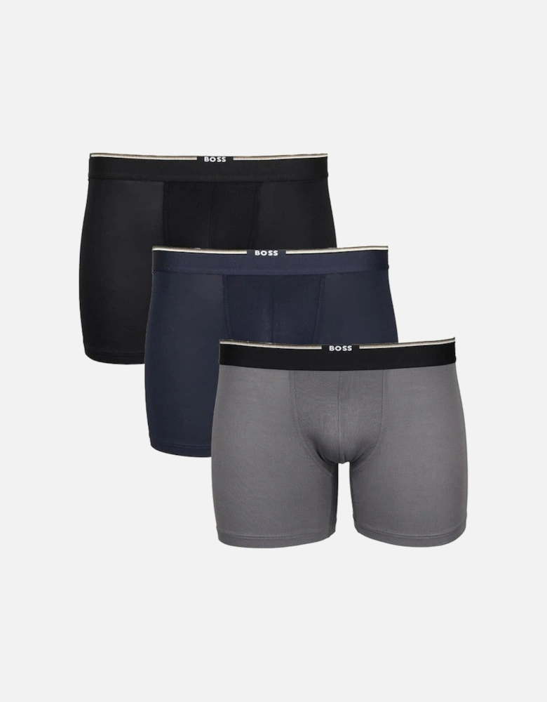 BOSS 3-Pack Bamboo Boxer Briefs, Black/Blue/Grey