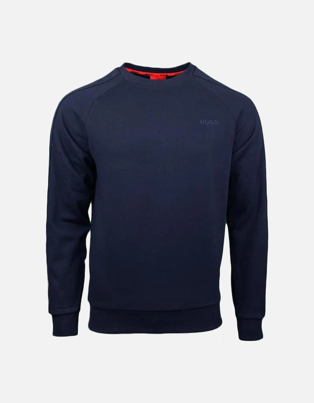 HUGO Cotton Terry Tonal Logo Sweatshirt, Dark Blue, 4 of 3