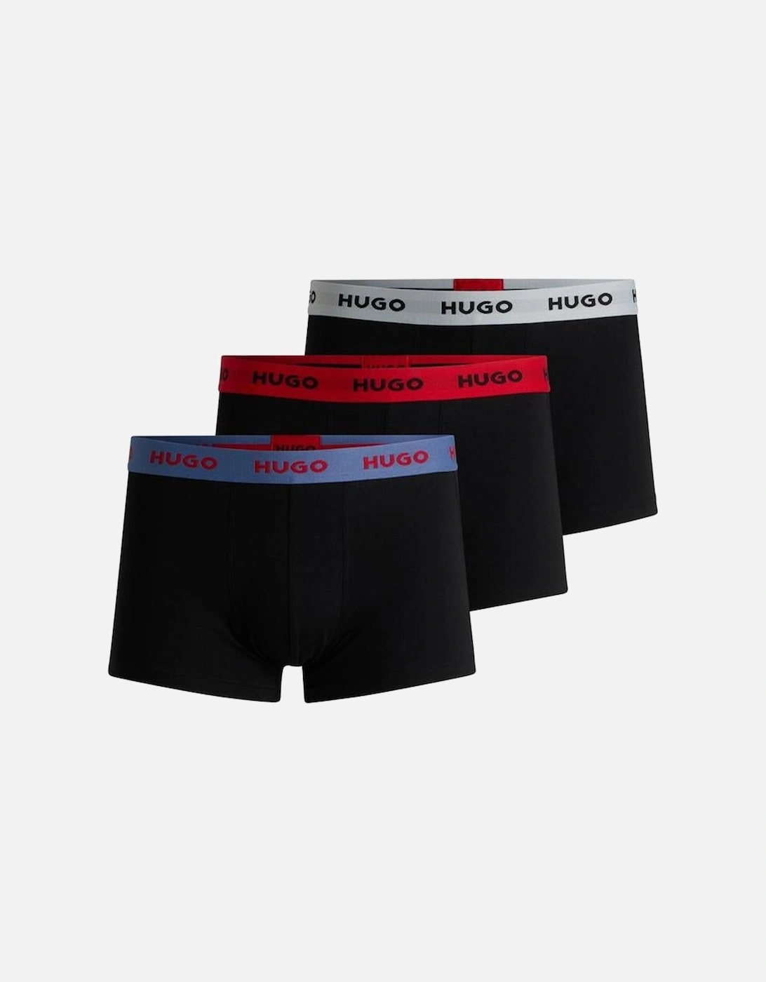 HUGO 3-Pack Boxer Trunks, Black/Red/Blue, 2 of 1