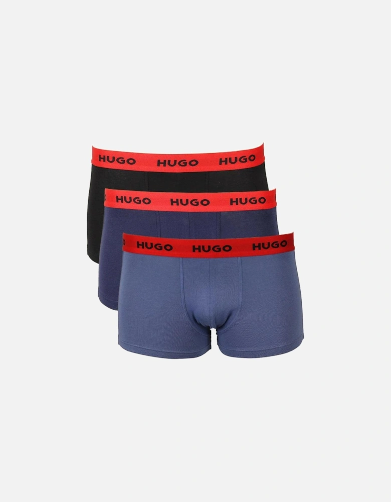 HUGO 3-Pack Boxer Trunks, Black/Blue