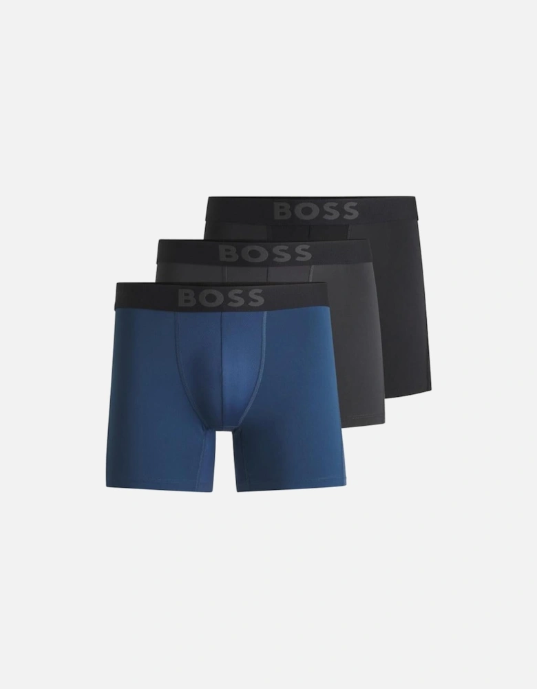 BOSS 3-Pack Active Boxer Briefs, Black/Blue/Grey