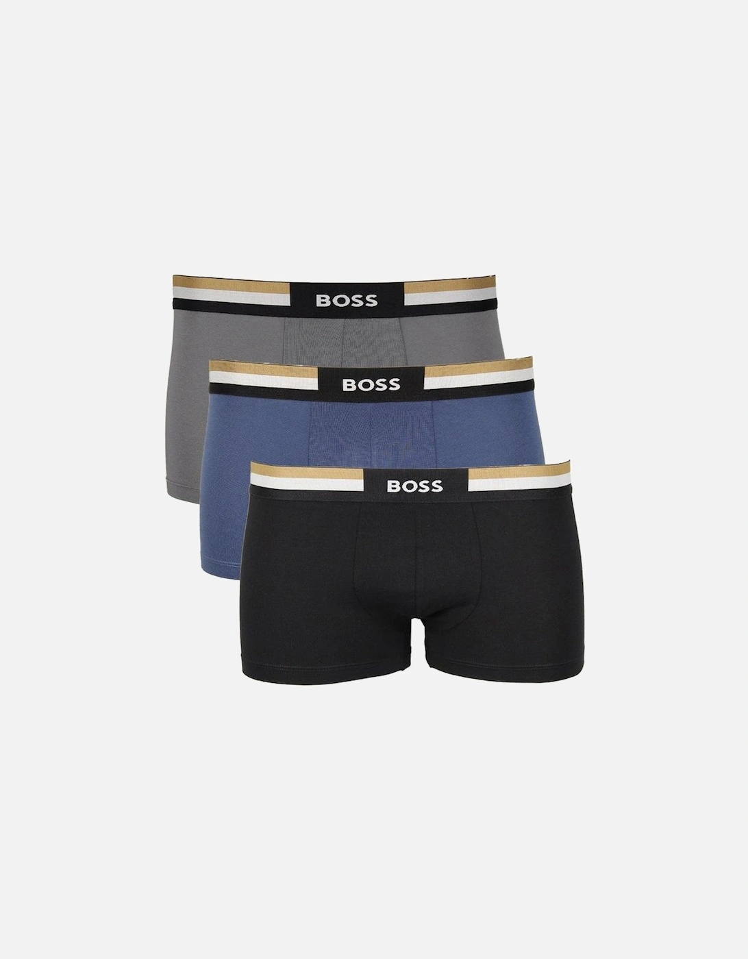 BOSS 3-Pack Signature Waistband Boxer Trunks, Black/Blue/Grey, 6 of 5
