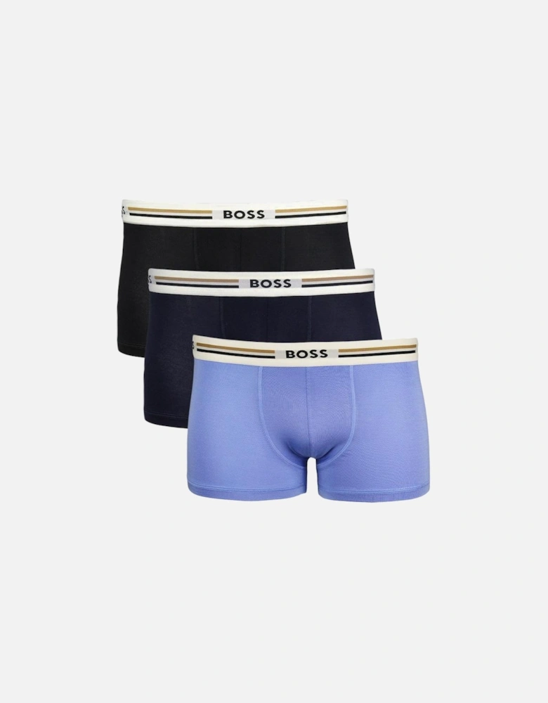 BOSS 3-Pack Revive Boxer Trunks, Black/Blue